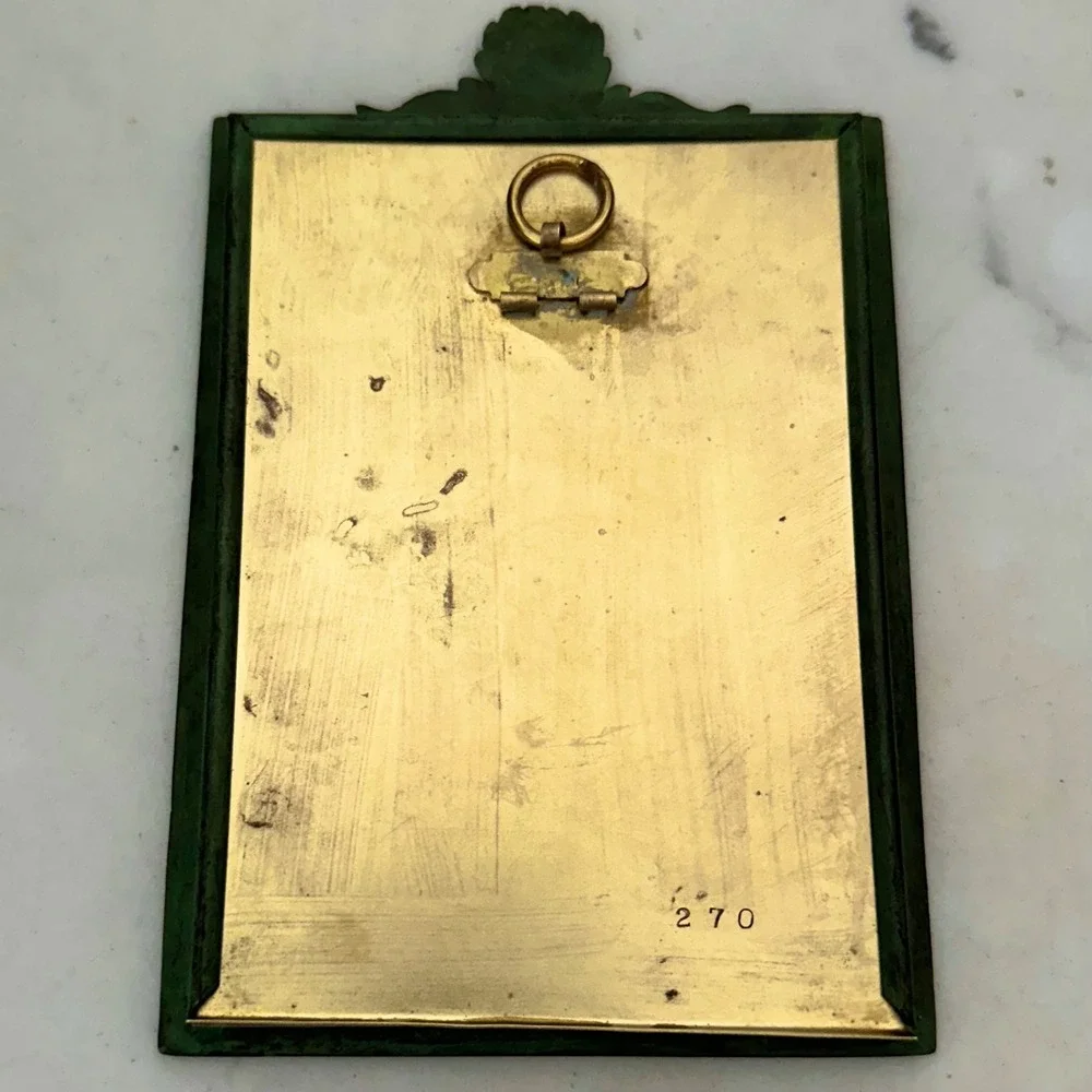 Antique Victorian Green Verdigris Ornate Frame with F.J. Moulton Photo of Woman